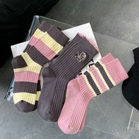 Women's Preppy Style Plaid Cotton Crew Socks A Pair 1 Set sku image 7