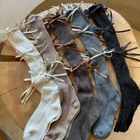 Women's Sweet Solid Color Cotton Crew Socks A Pair main image 1
