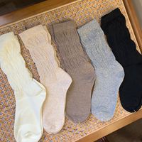 Women's Elegant Basic Solid Color Cotton Crew Socks A Pair main image 1