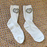 Women's Elegant Heart Shape Solid Color Cotton Crew Socks A Pair sku image 1