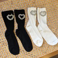 Women's Elegant Heart Shape Solid Color Cotton Crew Socks A Pair main image 1