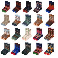 Unisexe Style Vintage Bloc De Couleur Coton Crew Socks Une Paire main image 6