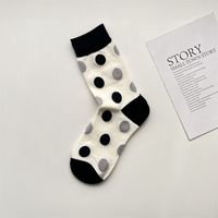 Women's Retro Round Dots Cotton Crew Socks A Pair sku image 1