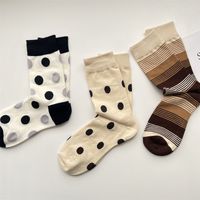 Women's Retro Round Dots Cotton Crew Socks A Pair main image 5