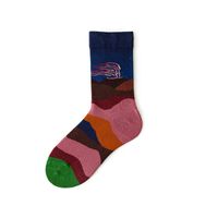 Unisexe Style Vintage Bloc De Couleur Coton Crew Socks Une Paire sku image 2