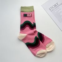 Women's Elegant Lady Color Block Cotton Crew Socks A Pair sku image 1