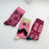 Women's Elegant Lady Color Block Cotton Crew Socks A Pair main image 3