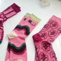 Women's Elegant Lady Color Block Cotton Crew Socks A Pair main image 5