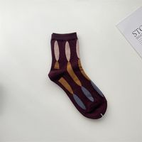 Femmes Rétro Bloc De Couleur Coton Crew Socks Une Paire sku image 1