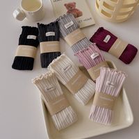Femmes Style Japonais Couleur Unie Coton Crew Socks Une Paire main image 1