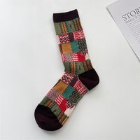 Unisex Japanese Style Color Block Cotton Crew Socks A Pair sku image 4