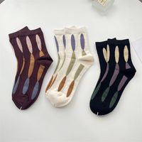 Women's Retro Color Block Cotton Crew Socks A Pair main image 1