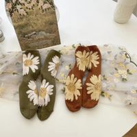 Women's Retro Flower Cotton Jacquard Crew Socks A Pair main image 2