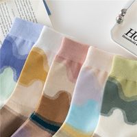 Women's Casual Color Block Cotton Crew Socks A Pair main image 4