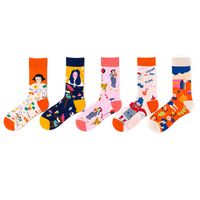 Unisex Basic Streetwear Cartoon Cotton Jacquard Crew Socks A Pair main image 1