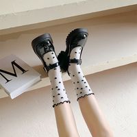 Femmes Sucré Pois Coton Crew Socks Une Paire main image 4