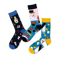 Unisex Basic Streetwear Cartoon Cotton Jacquard Crew Socks A Pair main image 4