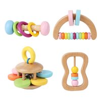 Rattle Bed Bell Color Block Wood Toys main image 1