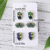 Wholesale Jewelry Retro Exaggerated Mask Wood Ear Studs main image 3