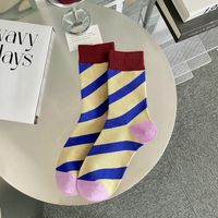 Women's Streetwear Color Block Cotton Crew Socks A Pair sku image 3