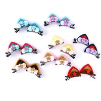 Kid's Cartoon Style Solid Color Cloth Sequins Bowknot Hair Clip main image 4