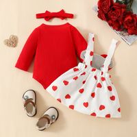 Valentine's Day Cute Heart Shape Polyester Girls Clothing Sets main image 5
