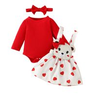 Valentine's Day Cute Heart Shape Polyester Girls Clothing Sets main image 2