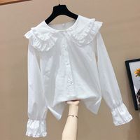 Preppy Style Solid Color Polyester T-shirts & Blouses sku image 1