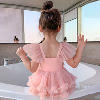 Girl's Solid Color One-pieces Kids Swimwear main image 4