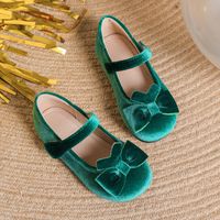 Girl's Vintage Style Solid Color Bowknot Round Toe Flats sku image 7