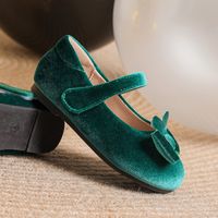 Girl's Vintage Style Solid Color Bowknot Round Toe Flats main image 4