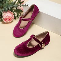 Girl's Vintage Style Solid Color Point Toe Flats main image 6