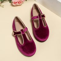 Girl's Vintage Style Solid Color Point Toe Flats main image 3