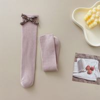 Girl's Cute Vintage Style Pastoral Bow Knot Cotton Crew Socks 1 Piece sku image 3