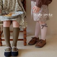 Filles Mignon Style Vintage Pastorale Noeud D'arc Coton Crew Socks 1 Pièce main image 2