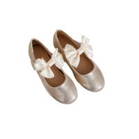 Girl's Vintage Style Solid Color Bowknot Point Toe Flats main image 5