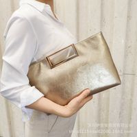 Women's Medium Pu Leather Solid Color Streetwear Square Magnetic Buckle Envelope Bag sku image 3