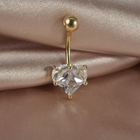 Streetwear Heart Shape Stainless Steel Copper Zircon Belly Ring In Bulk main image 3