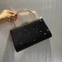 Women's Polyester Solid Color Classic Style Square Lock Clasp Evening Bag sku image 1