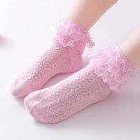 Girl's Cute Pastoral Solid Color Cotton Mesh Ankle Socks 1 Piece main image 3