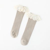 Girl's Vintage Style Pastoral Solid Color Cotton Crew Socks 1 Piece sku image 5
