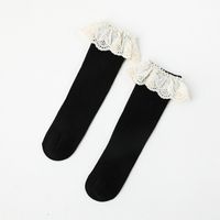 Girl's Vintage Style Pastoral Solid Color Cotton Crew Socks 1 Piece sku image 3