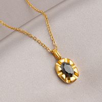 304 Stainless Steel Simple Style Shiny Inlay Oval Zircon Pendant Necklace main image 4