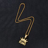 Casual Hip-hop Crown Alloy Plating Rhinestones Men's Pendant Necklace main image 5