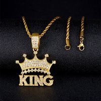 Casual Hip-hop Crown Alloy Plating Rhinestones Men's Pendant Necklace main image 1