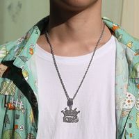 Lässig Hip Hop Krone Legierung Überzug Strasssteine Männer Halskette Mit Anhänger main image 4