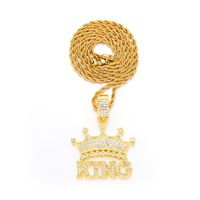 Casual Hip-hop Crown Alloy Plating Rhinestones Men's Pendant Necklace main image 3