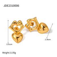 1 Pair IG Style Lips Heart Shape Plating 316 Stainless Steel  Drop Earrings main image 2