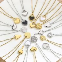 Titanium Steel 18K Gold Plated Simple Style Inlay Heart Shape Resin Pendant Necklace main image 1