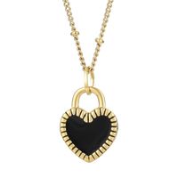 Titanium Steel 18K Gold Plated Simple Style Inlay Heart Shape Resin Pendant Necklace sku image 29